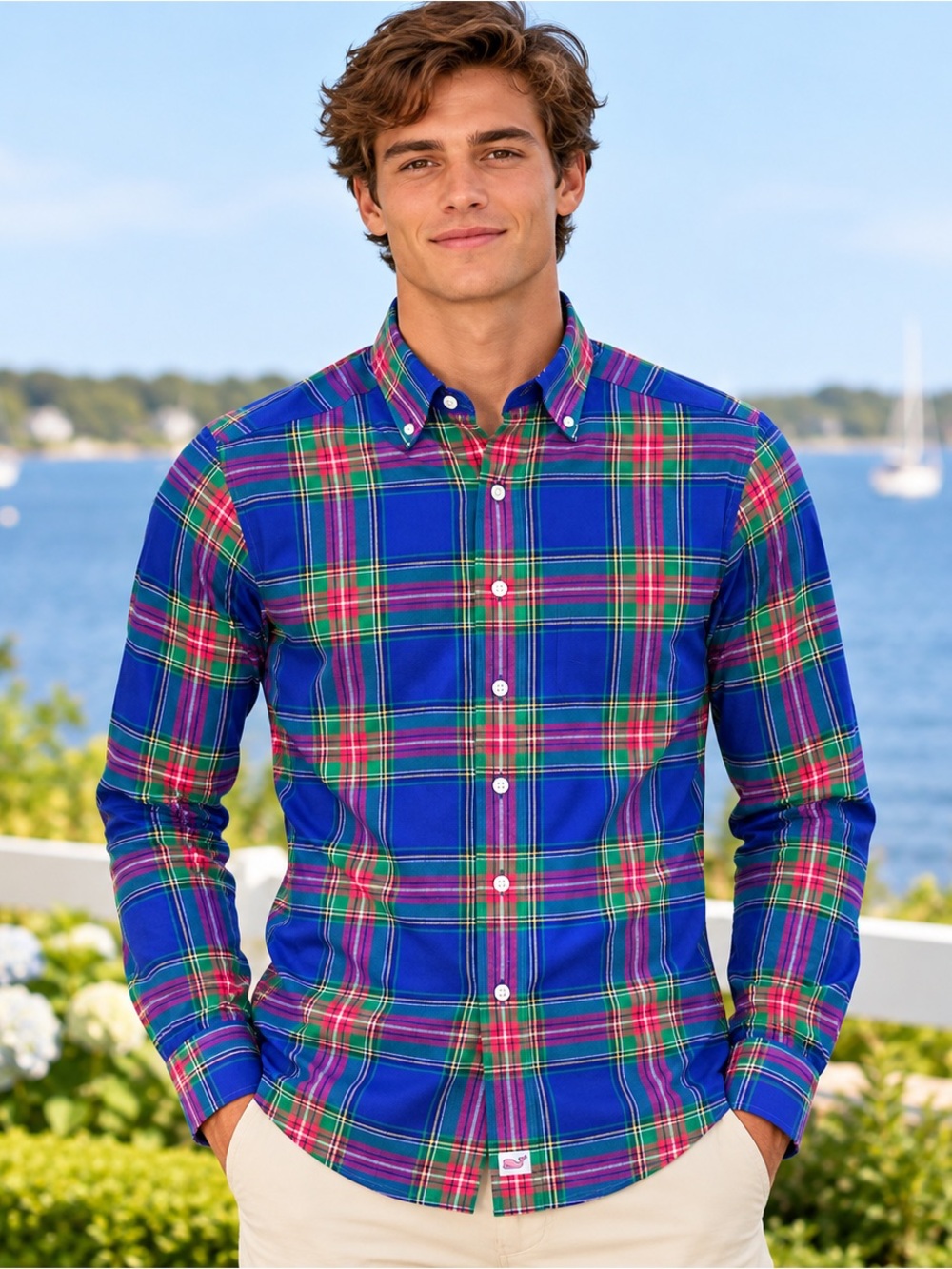 Vineyard Vines Performance Murray Shirt Mens XS Plaid Button Down Blue 1W1315